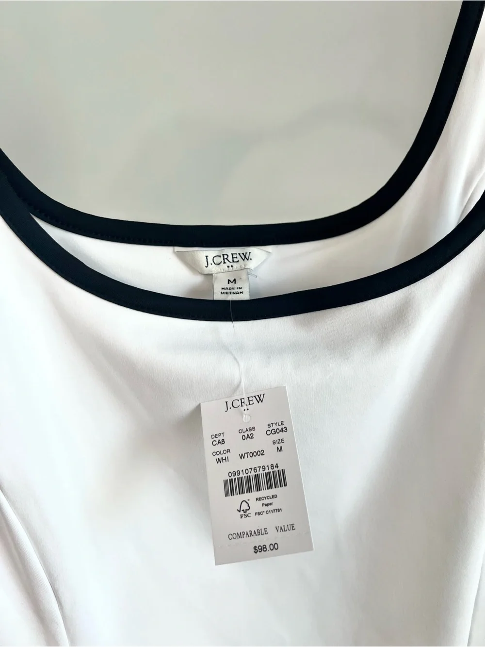 J.Crew Tennis Dress | White with Black Trim | Medium